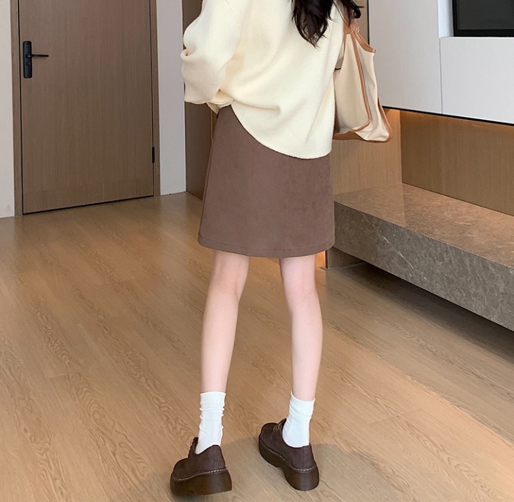 Khaki autumn and winter skirt A-line slim culottes