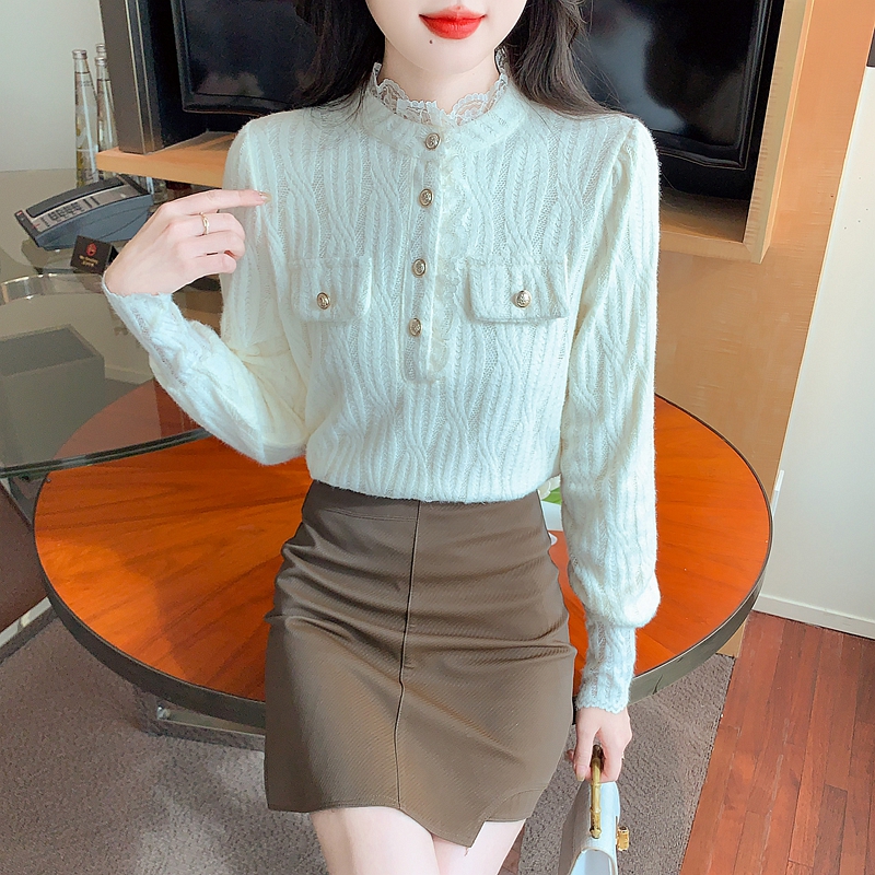 Autumn lace tops winter bottoming shirt for women