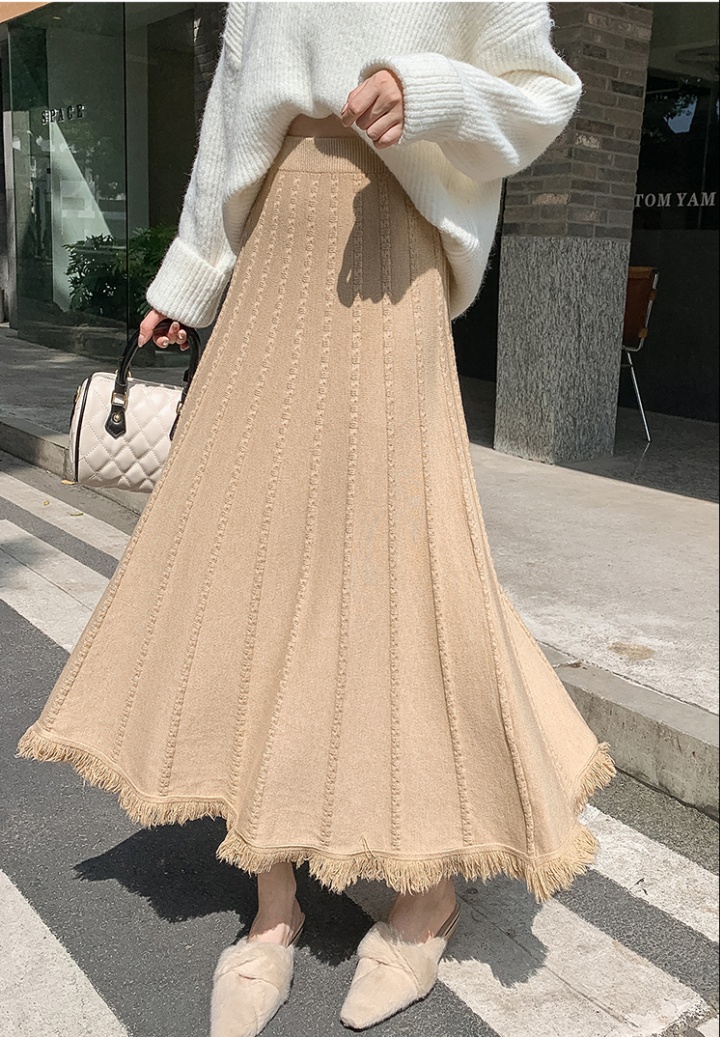 Korean style A-line long dress pure autumn and winter skirt