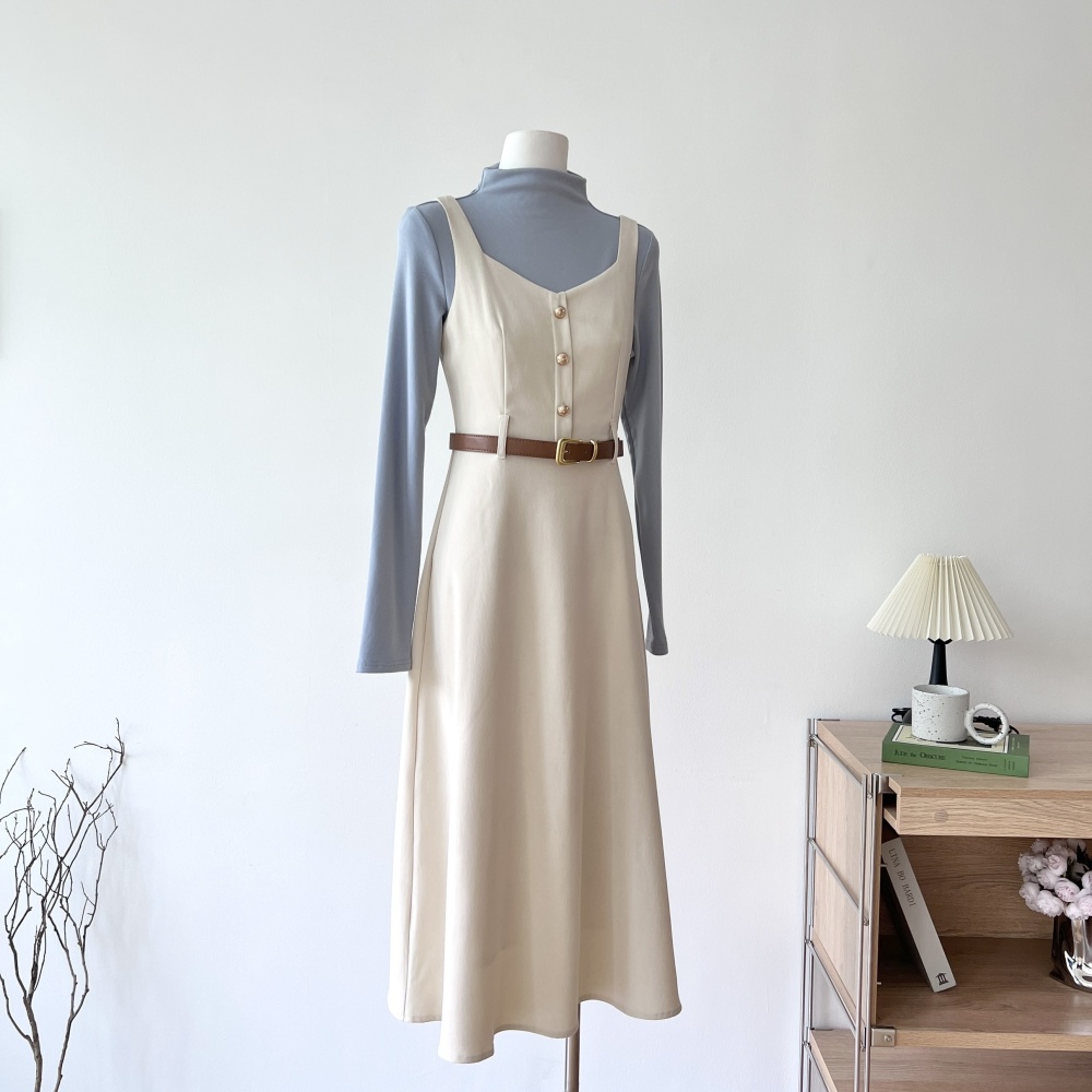 Slim temperament long dress sling autumn dress for women