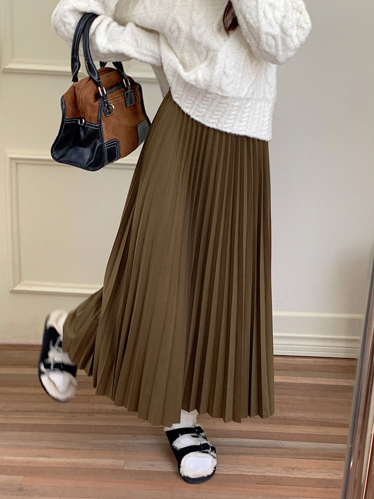 Korean style elastic waist A-line slim skirt