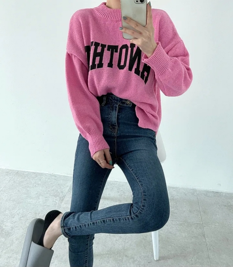 Casual candy colors tops Korean style printing sweater