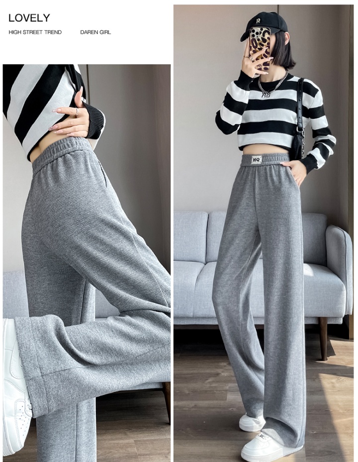 Cashmere Casual plus velvet knitted wide leg pants for women