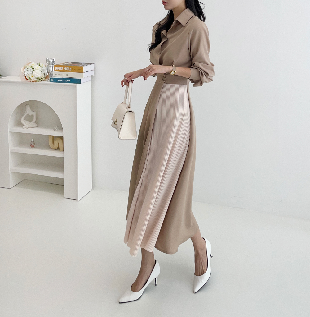 Korean style slim dress autumn light luxury shirt