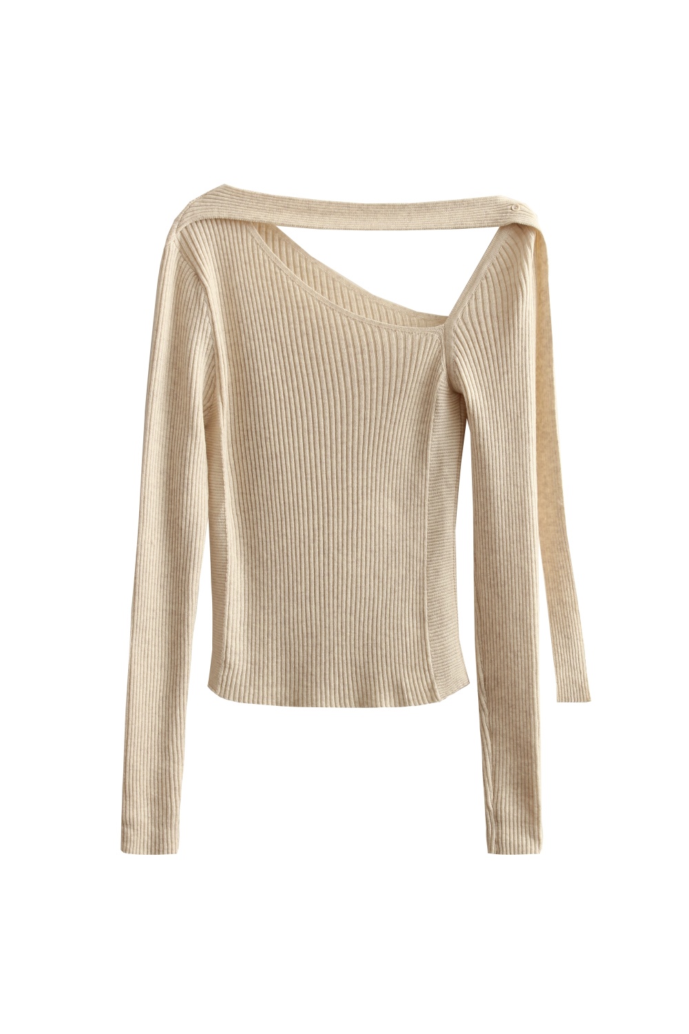 Autumn oblique collar streamer knitted sweater