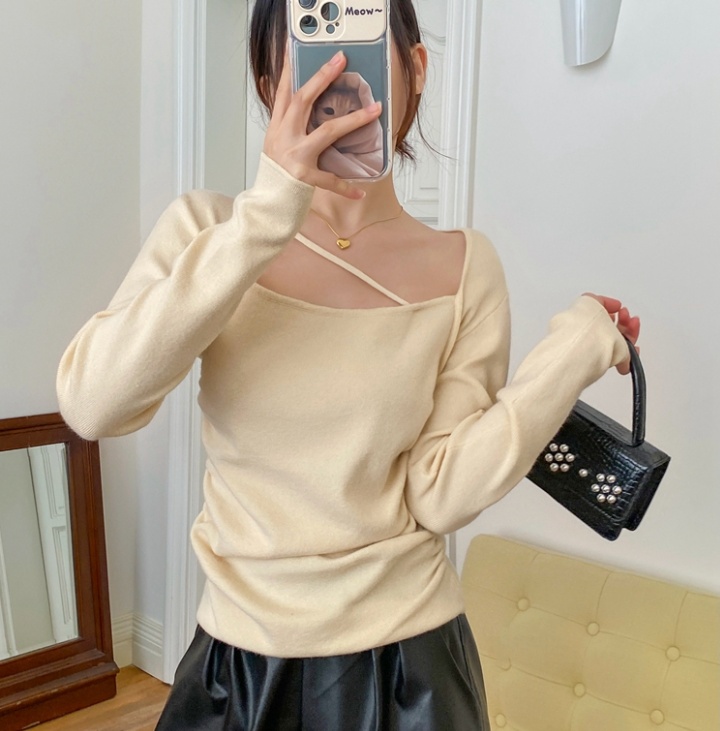Enticement sling slim knitted autumn fold sweater