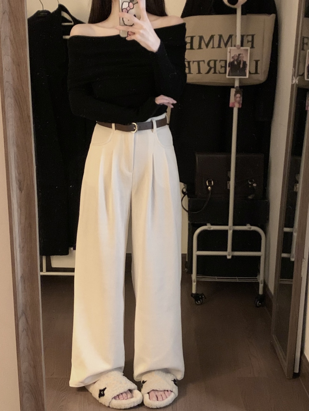 High waist casual pants slim long pants for women