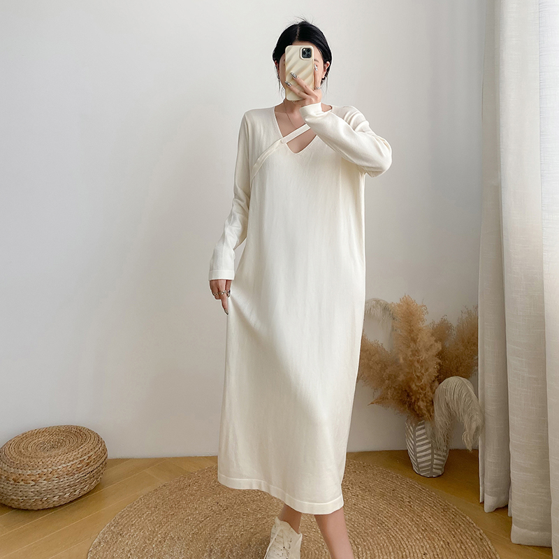 Autumn and winter bottoming dress knitted long dress