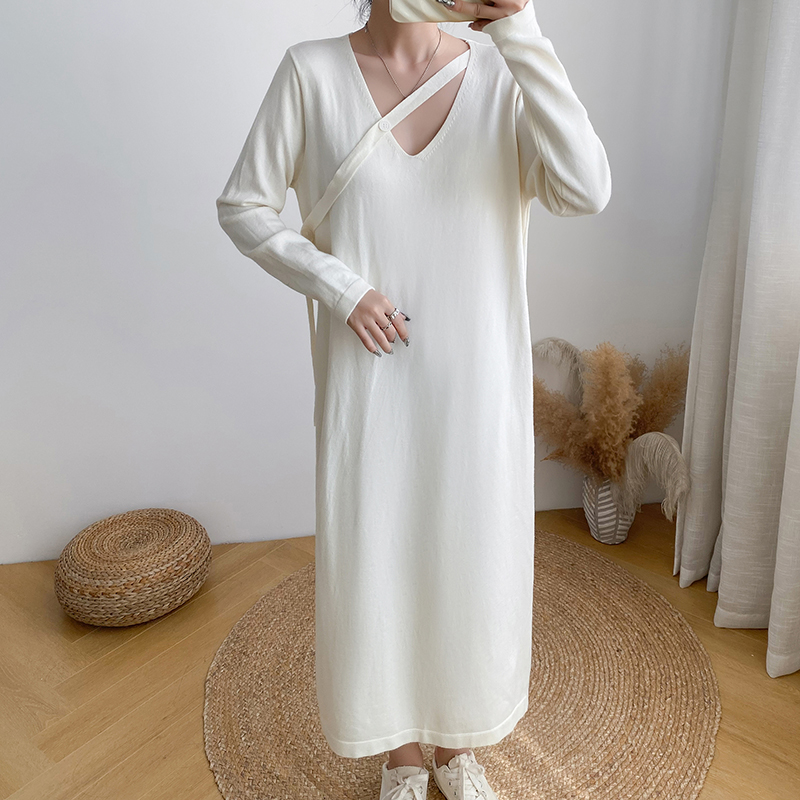 Autumn and winter bottoming dress knitted long dress