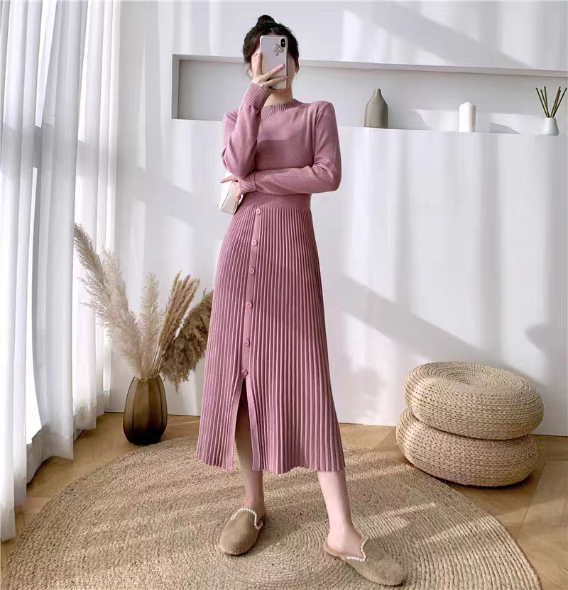 Knitted bottoming dress exceed knee overcoat for women