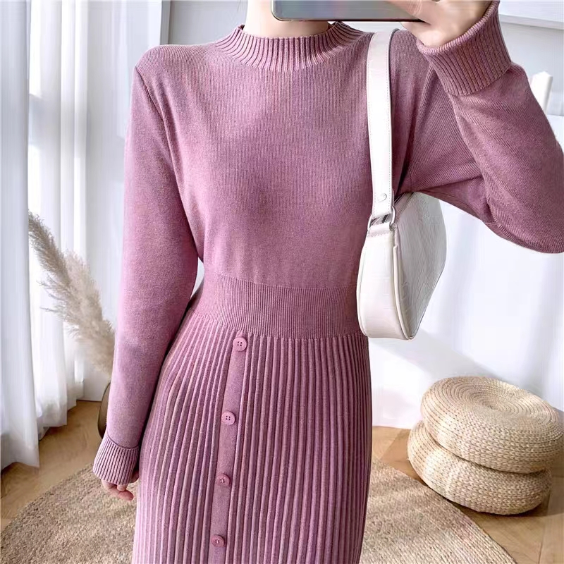 Knitted bottoming dress exceed knee overcoat for women