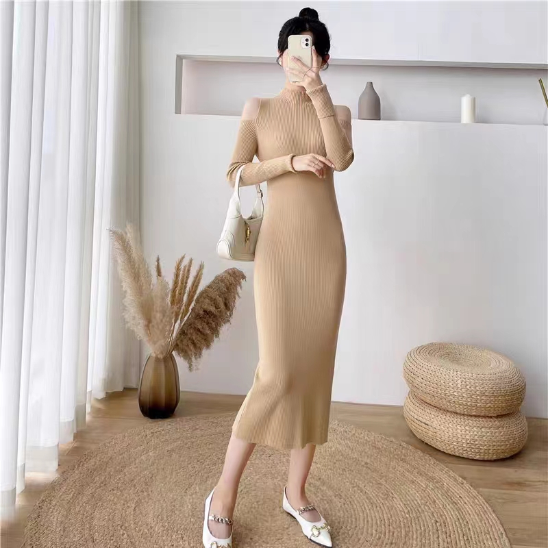 Autumn and winter long dress knitted dress for women