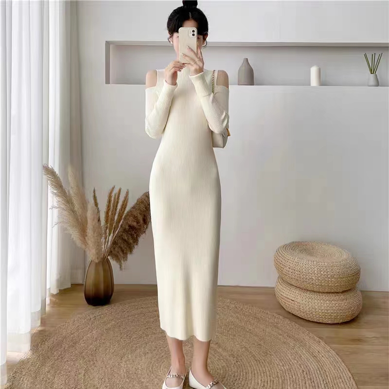 Autumn and winter long dress knitted dress for women