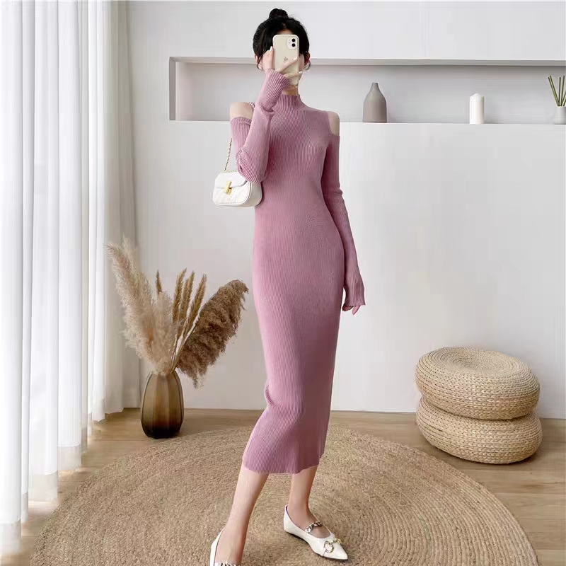 Autumn and winter long dress knitted dress for women