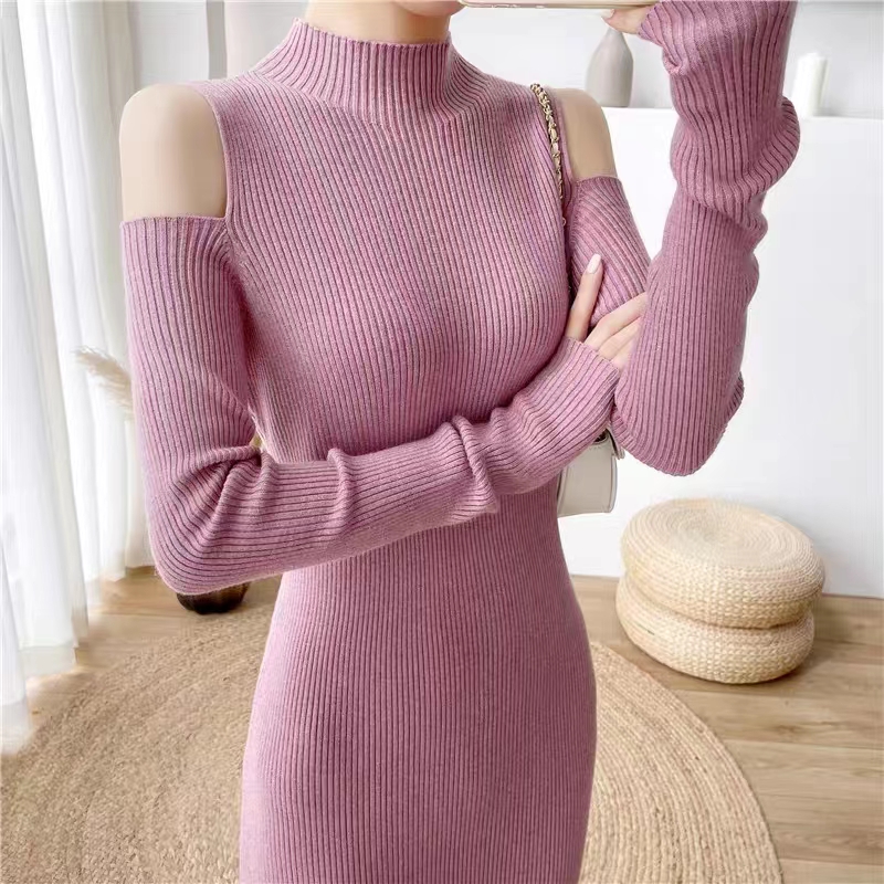 Autumn and winter long dress knitted dress for women