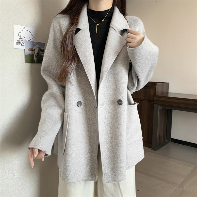 Autumn and winter woolen tops loose overcoat for women