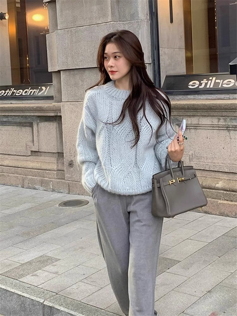 Korean style lazy knitted tops twist loose sweater