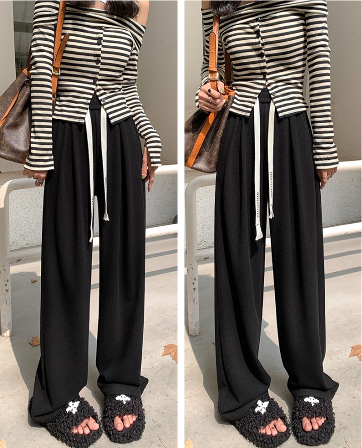 Knitted wide leg pants straight pants for women