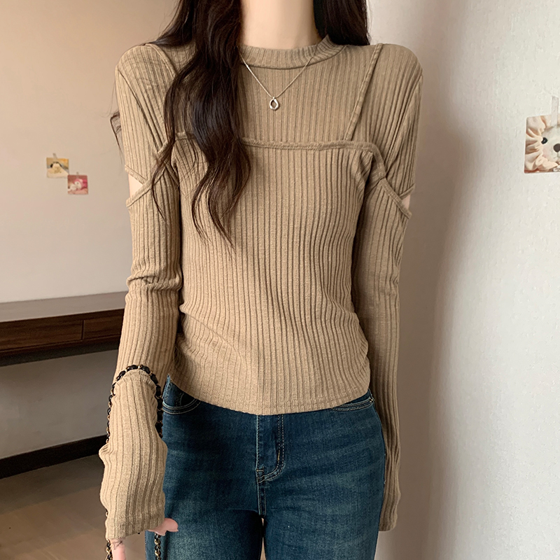 Hollow slim sweater Western style tops for women