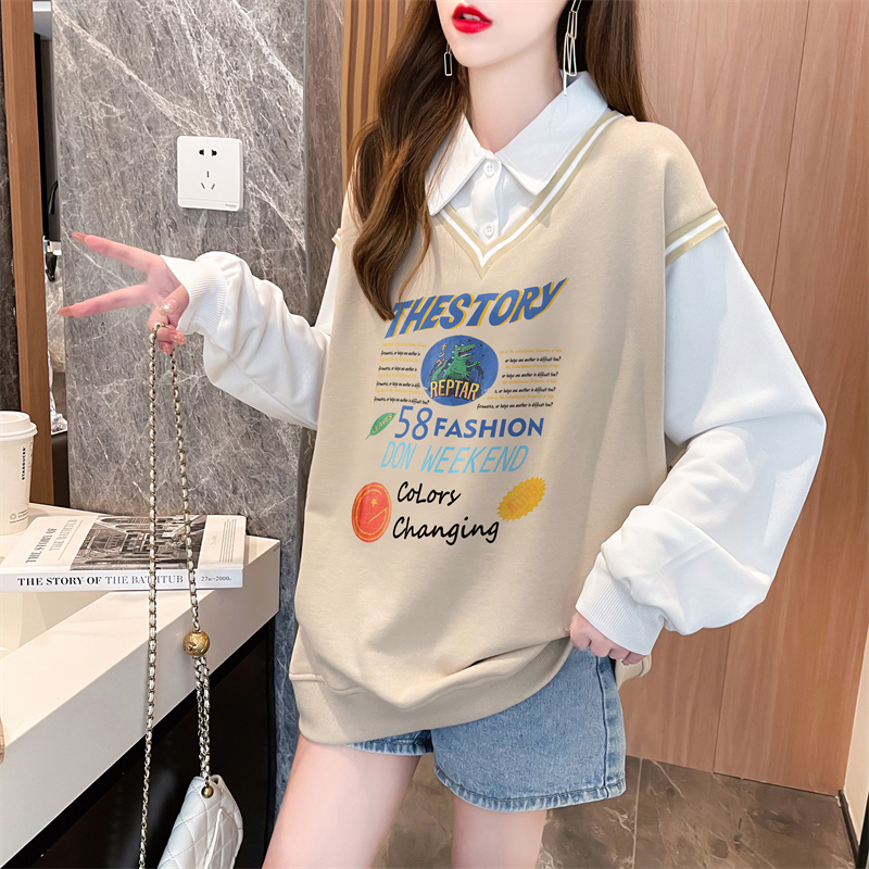 Korean style plus velvet tops thick hoodie for women