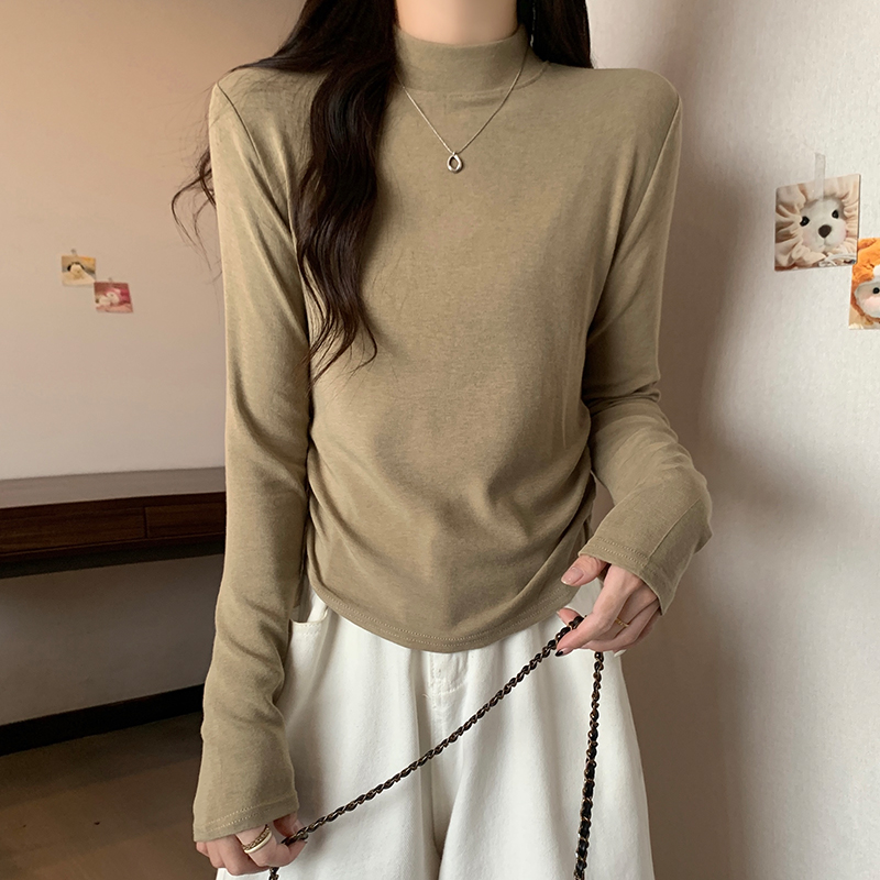Irregular cashmere sweater fold small shirt for women