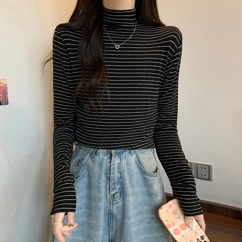Thin bottoming sweater half high collar tops for women