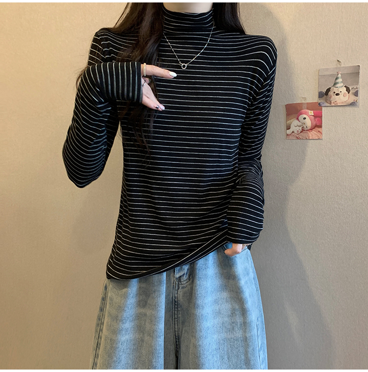 Thin bottoming sweater half high collar tops for women