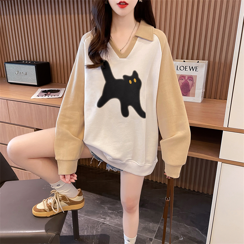 Thin cotton hoodie long sleeve cartoon tops for women