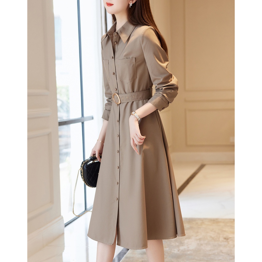 Refinement pinched waist windbreaker temperament dress