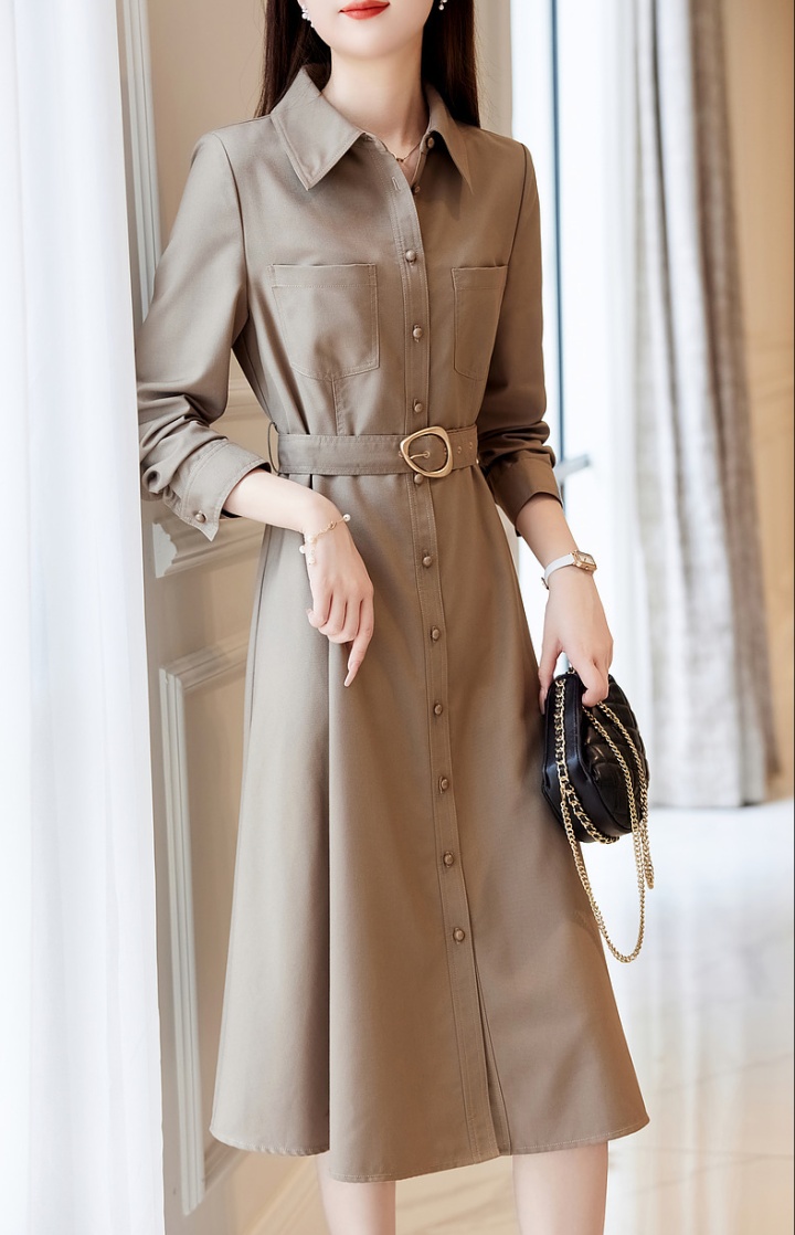 Refinement pinched waist windbreaker temperament dress