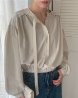 France style temperament long sleeve pure simple retro shirt