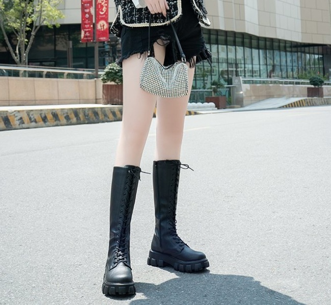 Autumn and winter frenum thigh boots bandage boots for women