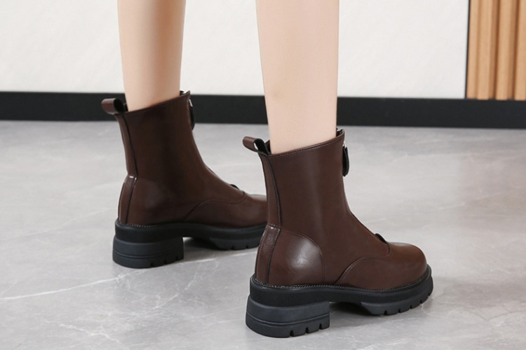 Autumn and winter short boots front zip martin boots
