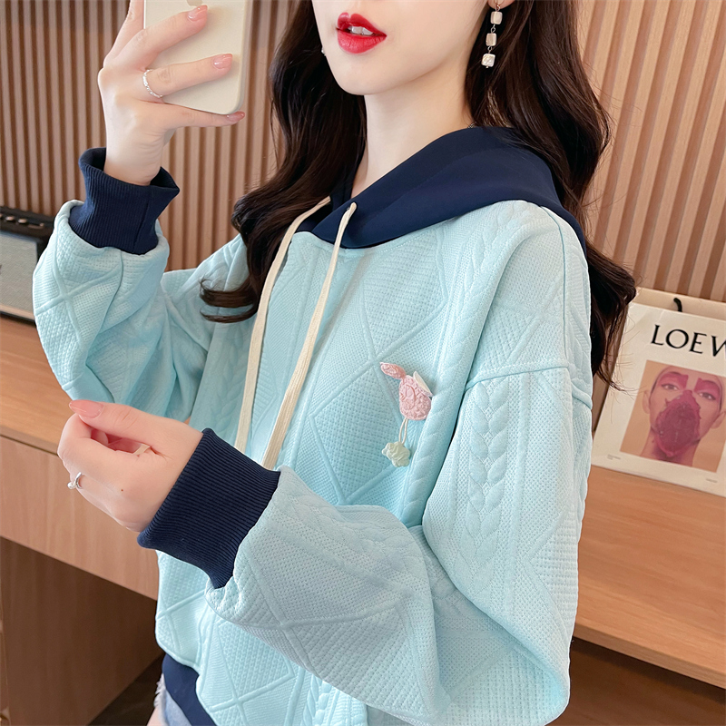 Autumn and winter hooded hoodie complex coat for women