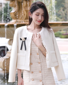 Ladies short coat white chanelstyle tops for women