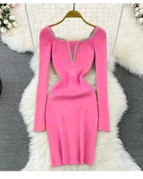 Knitted ladies dress sexy temperament long dress for women