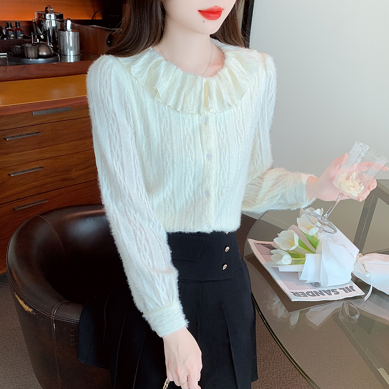 Doll collar bottoming shirt thermal tops for women