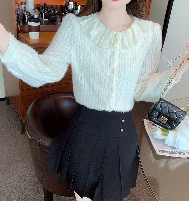 Doll collar bottoming shirt thermal tops for women