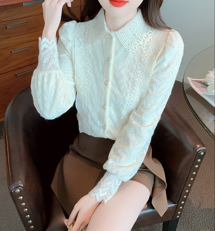 Autumn and winter lace shirt plus velvet tops for women