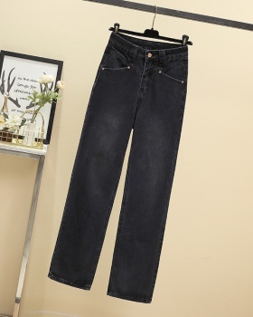 Black wide leg retro pants mopping straight washed jeans