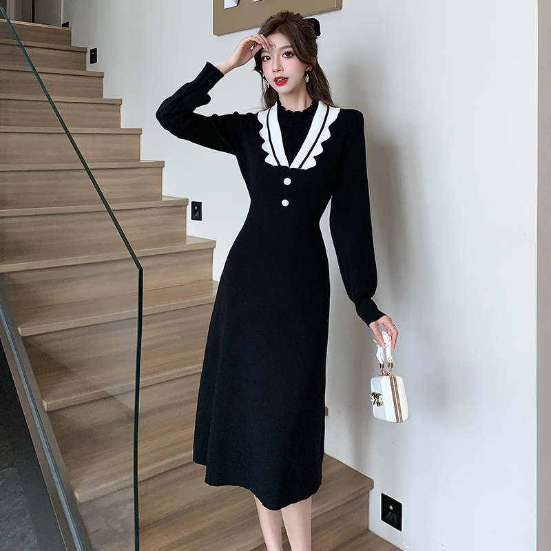 Autumn and winter sweater dress long dress