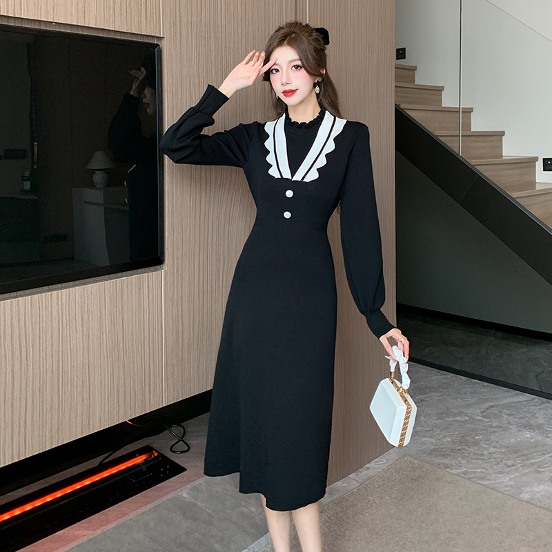 Autumn and winter sweater dress long dress