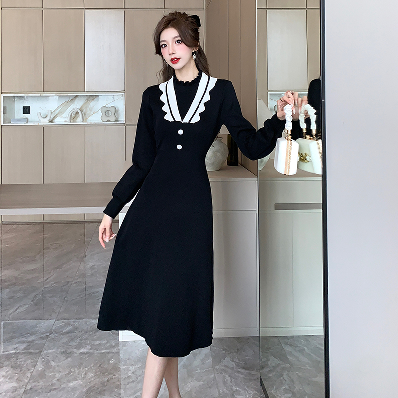 Autumn and winter sweater dress long dress