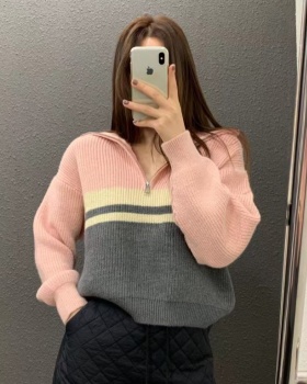 Inside the ride stripe sweater half zip Korean style shirts