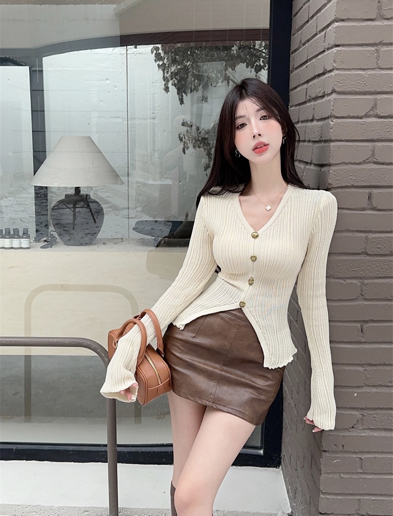 France style bottoming shirt long sleeve cardigan for women