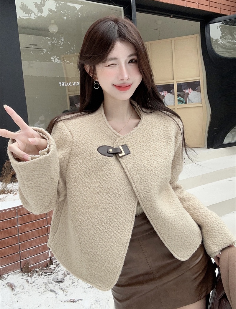 Lambs wool chanelstyle jacket Korean style coat for women