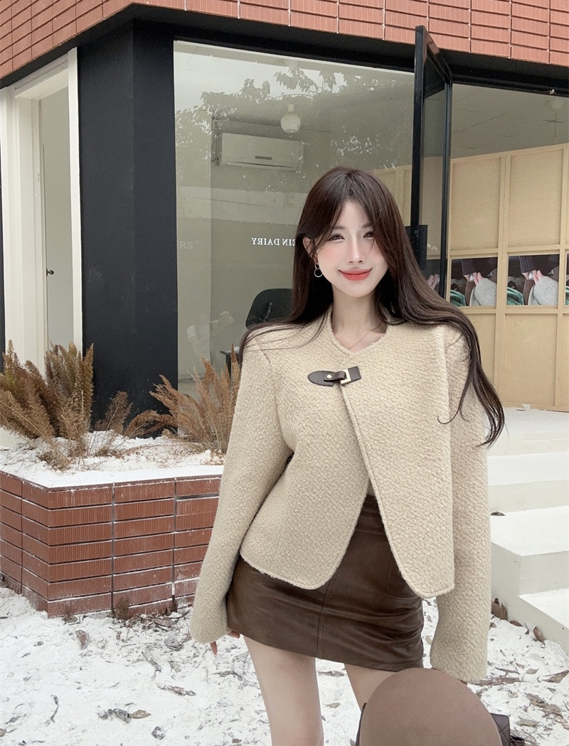 Lambs wool chanelstyle jacket Korean style coat for women