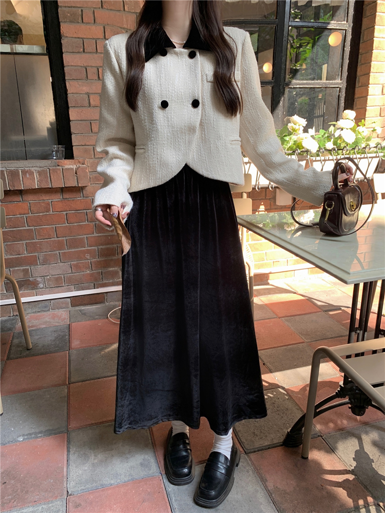 France style skirt chanelstyle woolen coat 2pcs set