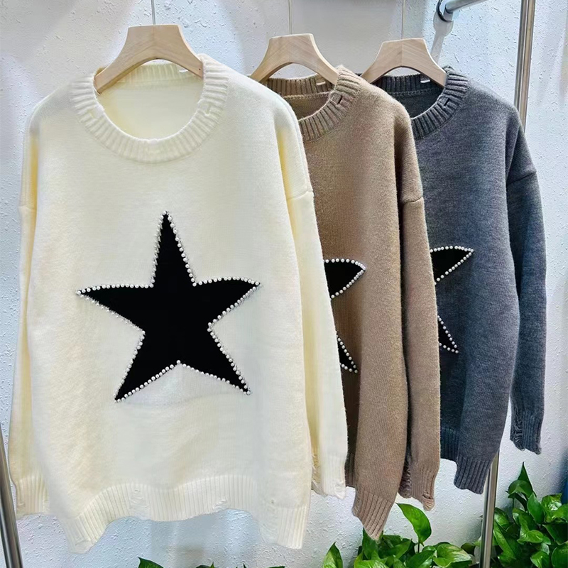 Lazy stars sweater wears outside tops for women