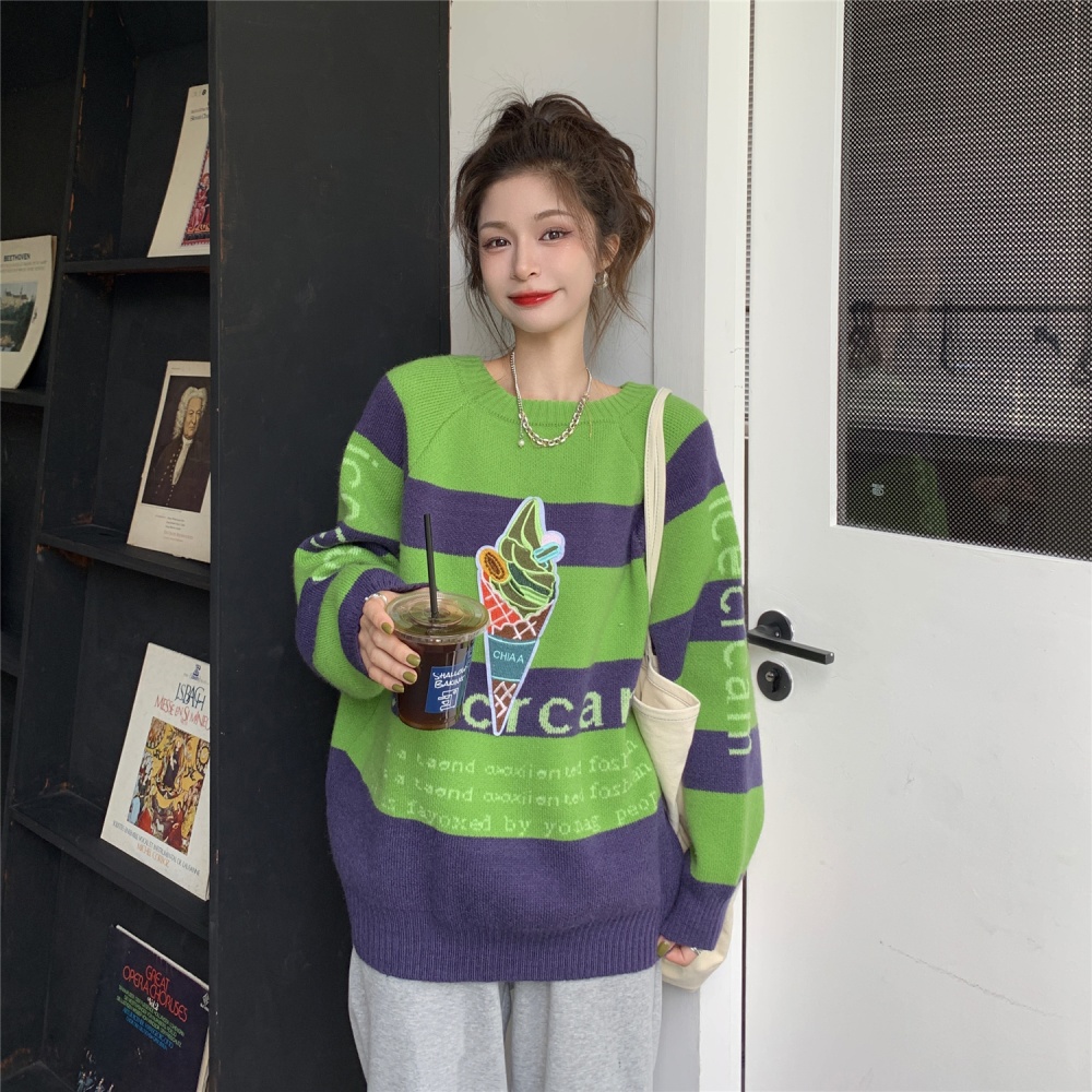 Ice cream mixed colors thin couples sweater